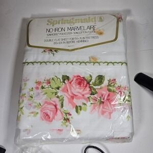 Vtg Springmaid Queen Flat Sheet 180 Thread Count Floral